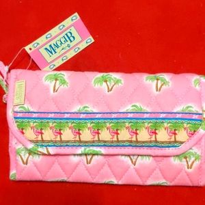 MAGGI B PALM TREE FLAMINGO CROSSBODY WALLET CLUTC